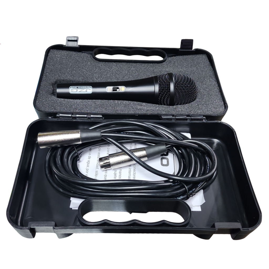 MICROFONO ALAMBRICO (Jzg) CON ESTUCHE Y CABLE 4.80M - Electromusic